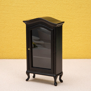 1:12 Casa de muñecas Exhibición de simulación en miniatura con vino de madera para elfo de Navidad Gabinete Librería Arc Top - Product Image 4