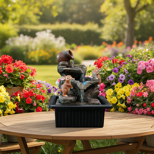 Fontaine d'eau décorative de jardin en résine, motif lapin de Pâques, peinte à la main, design animal, pour la relaxation et la méditation, idéale pour les fêtes - Product Image 2