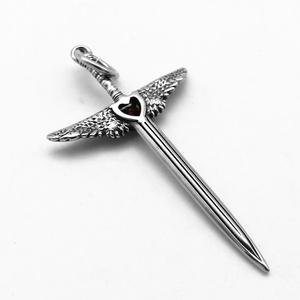 Colgante de Diamantes de Joyería Vintage de Acero de Titanio, Collar con Colgante de Espada de Ángel Vintage de Acero Inoxidable 316, Joyería para Hombre - Product Image 4
