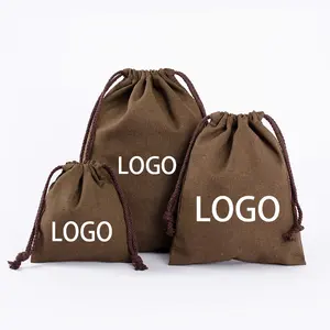 HANSUN Bolsa De Cuerda Custom Printed Small Gift Pouch Cloth Rope Bag Organic Muslin Cotton Drawstring Bag Dust Bag