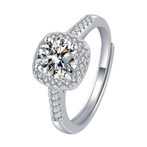 Anillo Suelto Cuadrado Princesa de Plata S925 Clásico con Diamante de Simulación de 1 Quilate para Mujer, Ideal para Venta en Vivo (Shake Voice) - Product Image 6