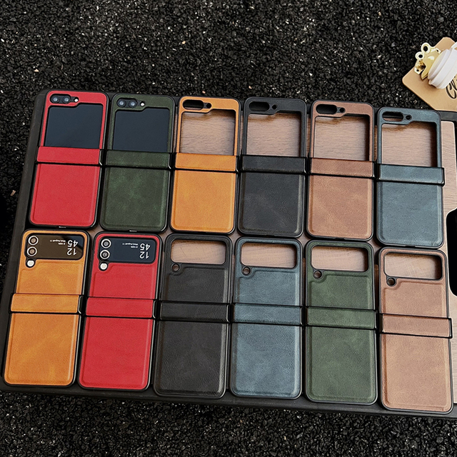 Business Type Comfortable Touch PU Leather Phone Case for Samsung Galaxy Z Flip 7 6 5 4 3 Full Protection Hinge Shockproof Cover