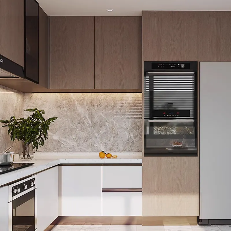 Özelleştirilmiş wpc pullout çekmece yumuşak yakın menteşeler mutfak dolapları üniteleri set modern tasarımlar kapı taban kabine