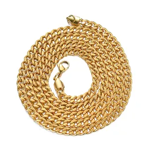 Colar e colar de ouro hiphop 3mm 5mm, joias masculinas e femininas, corrente de ligação cubana