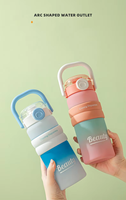 Bouteilles d'eau sportives pour étudiants, type paille, gourde en plastique pour enfants, gobelet d'eau pour enfants avec paille