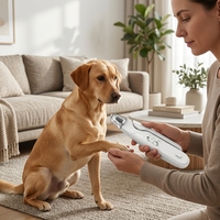 Cortauñas Eléctrico para Mascotas con Luz LED, Silencioso y Seguro, 2 en 1, Herramienta de Aseo para Mascotas Duradera y Ecológica