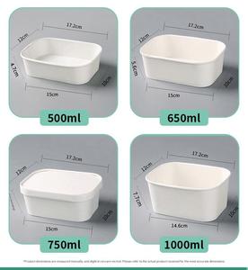 Recipientes Desechables Cuadrados de Papel Kraft Reciclable y Biodegradable para Ensaladas y Comida para Llevar con Tapas, de 500ml, 650ml, 750ml y 1000ml - Product Image 2