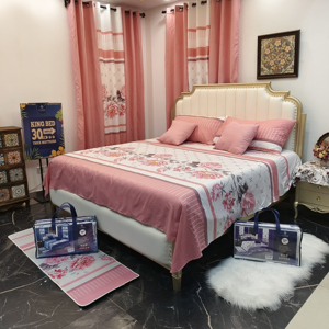 Ensemble de literie 13 pièces avec rideaux, taille King, ensemble de chambre à coucher de luxe, vente en gros de haute <span class=keywords><strong>valeur</strong></span>, en stock, livraison rapide - Product Image 4