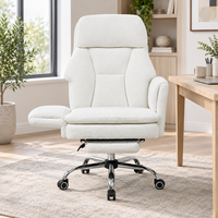 Chaise de bureau moderne à pieds croisés, pivotante, dossier haut, avec support lombaire, adaptée aux chats, avec repose-pieds