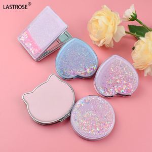 Espejo Cosmético Portátil Plegable de Viaje con Purpurina y Arena Movediza, Espejo de Belleza de Doble Cara con Diseño Lindo y Portátil - Product Image 5