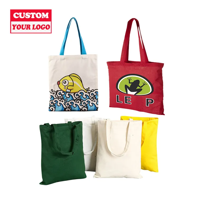 Sacola de algodão de alta qualidade, logotipo personalizado, saco de compras, sacola de algodão reciclado