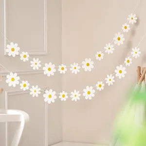 Margarita Boho <span class=keywords><strong>Banner</strong></span> Decoración de fiesta Favores Margarita blanca Flor de primavera Guirnalda Margarita Recortes de papel para suministros de fiesta de cumpleaños - Product Image 1
