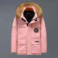 Veste d'hiver pour homme de haute qualité avec grand col en fourrure, coupe slim, coupe-vent, vêtements de travail, veste d'extérieur, parka épaisse