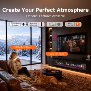 Chimeneas Decorativas Virtuales 3D, <span class=keywords><strong>Chimenea</strong></span> Eléctrica Moderna con Pantalla LCD, WiFi, Holográfica, Lineal, de 3 Lados, para Montar en la Pared - Product Image 2