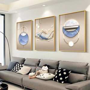 Salon <span class=keywords><strong>triptyque</strong></span> abstrait atmosphérique canapé fond mur peinture décorative moderne Simple Premium plume mur Art - Product Image 4