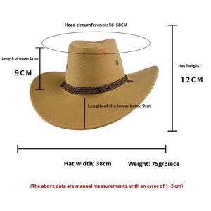 Sombrero Vaquero de Ala Ancha para Hombre, Estilo Retro Europeo Americano, Sombrero de Algodón Jazz para Mujer, Estilo Étnico Tibetano, Casual, para Pesca y Fiestas - Product Image 2