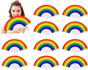 Éventail en plastique personnalisable de 23 cm, style arc-en-ciel, technique de bambou écologique, gravé, personnalisez votre propre design - Product Image 2