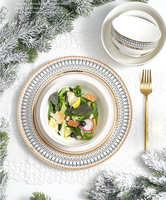 Ensemble de vaisselle en porcelaine de 4 pièces, écologique, durable, luxueux, artisanat doré, style moderne, adapté aux mariages, assiettes à steak