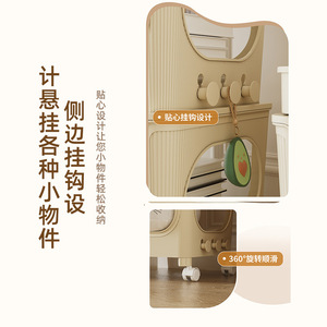Baby Storage Cabinet 5 Tier Plastic Movable Toy Organizer With Wheels For Nursery Room - Product Image 3