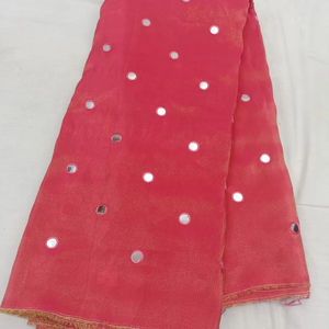 Tela de seda pura de primera calidad con bordado de espejo, que presenta un exquisito bordado de espejo hecho a mano. - Product Image 1