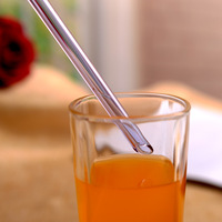 Paille en verre transparente en borosilicate de haute qualité, résistante à la chaleur, colorée, à embout pointu et oblique, pour milk-shake, tube épais et thé au lait aux perles Boba