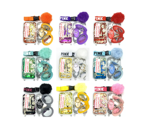 9 pièces/ensemble mode auto porte-clés femme alarme ensemble sécurité défense porte-clés en vrac auto-défense porte-clés ensemble - Product Image 2