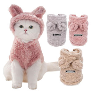 V313 Neuerscheinung Niedliches Design Plüsch-Katzen-Hasenohren-Kostüm Hoodies Großhandel Katzenkleidung Winter Warme Haustier-Bekleidung für Katzen und Welpen - Product Image 1
