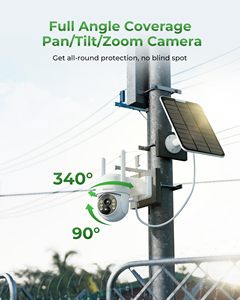 Năng lượng mặt trời an ninh máy ảnh không dây ngoài trời với 10 "màn hình, 10ch NVR 2K Camera giám sát với 360 ° màu tầm nhìn ban đêm, 500GB HDD - Product Image 4