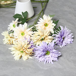 A tre teste fiamma dalia crisantemo Design molto realistico decorazione per festa di nozze da me fiori artificiali di alta qualità - Product Image 3