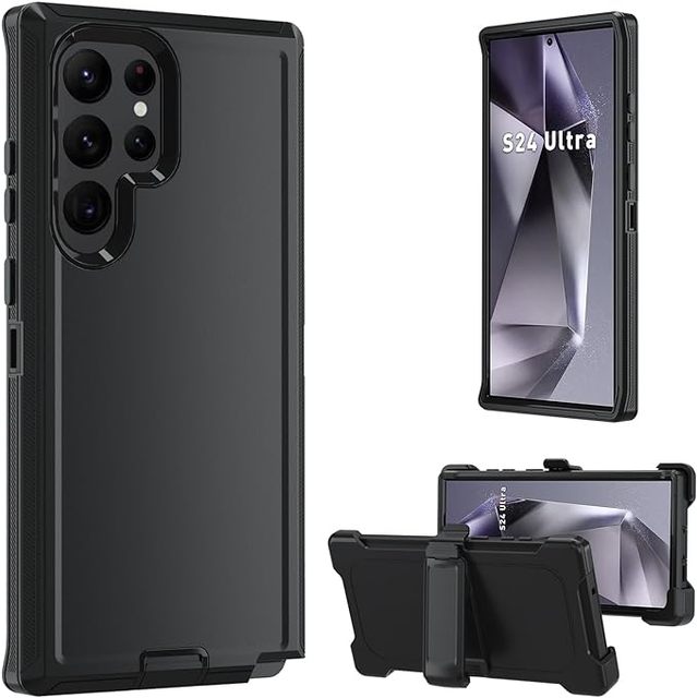 Heavy Duty Defender Cases for Samsung Galaxy S25 Ultra S24 S23 S22 S21 Belt Clip Holster Clip Kickstand Shockproof Back Cover
