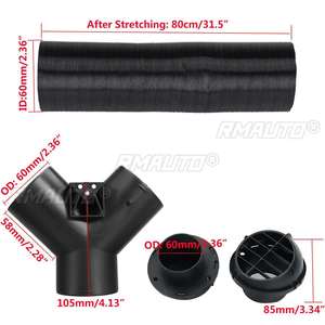 2 ensembles de conduites d'air de 60 mm pour chauffage de stationnement diesel, sortie d'aération + valve de régulation universelle en Y pour échappement - Product Image 6