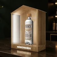 Support de bouteille lumineux LED sur mesure, aspect bois, pour présentation de bouteilles