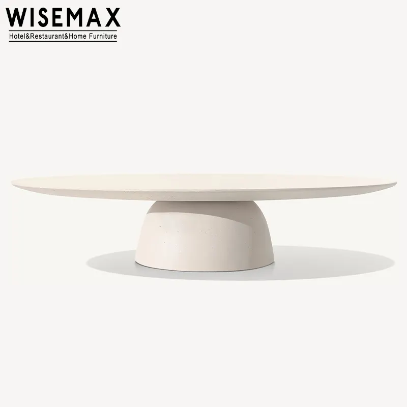 WISEMAX FURNITURE Mesa de centro redonda blanca de cemento nórdico moderno para comedor Bar Balcón o Hotel Villa Exterior