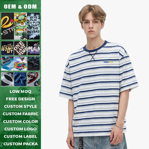 T-shirt japonais Cleanfit à rayures colorées et col rond pour homme, coupe décontractée, été, simple, respirant, doux, décontracté, polyvalent - Product Image 2