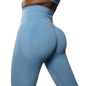 Leggings de Yoga sans couture taille haute pour femmes contrôle du ventre pas d'entraînement athlétique doux transparent pantalons de gymnastique en cours d'exécution en gros solide - Product Image 2