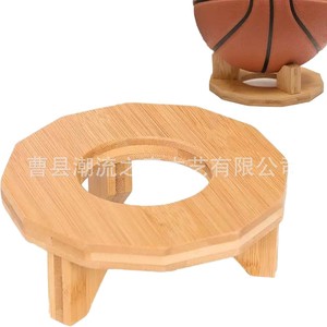 Présentoir de bureau en bois pour ballons de basket, présentoir pour ballons de rugby, étagère de rangement en bois massif pour salle d'équipement - Product Image 4