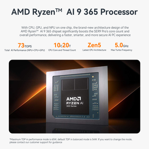 2025 ai Mini PC ser9 Pro 365 Beelink 10 Core 20 chủ đề hỗ trợ 16 kênh AMD Ryzen ai 9 365 10c/20t ai 1TB mini máy tính PC - Product Image 3