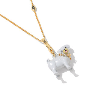 Collier pendentif chien bouledogue gris en émail 3D mignon - Product Image 4