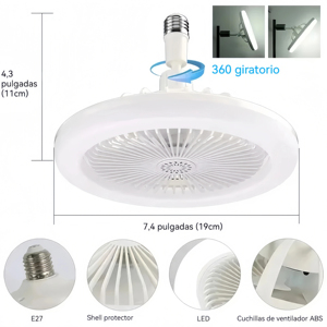 Rotatable 2in1 <b>Ceiling</b> Fan with <b>Remote</b> <b>Control</b> <b>Lighting</b> Lamp Converter Base <b>Lighting</b> Base Bedroom Living Room - Product Image 6