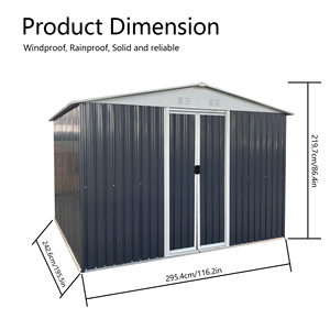 Sala de herramientas de almacenamiento de jardín al aire libre 8*10 pies casa móvil prefabricada garaje gazebos techo de metal de aluminio al aire libre poste cobertizo de Granero - Product Image 2