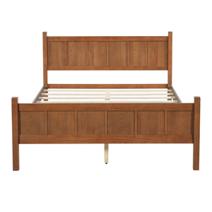 Cama Ajustable Queen Size con Cabecera y Piecera, Tapicería de Terciopelo Moderna, Acabado con Aspecto de Madera, Ideal para Apartamentos - Product Image 1