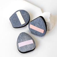 Pinkz Marque privée Éponge de maquillage en denim longue durée Éponge de beauté Fond de teint Mélangeur Forme personnalisée Bouffée à coussin d'air
