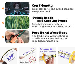 Espadas Katana de Demon Slayer de 104 cm, <span class=keywords><strong>Kimetsu</strong></span> <span class=keywords><strong>No</strong></span> <span class=keywords><strong>Yaiba</strong></span>, Espadas de Tamaño Real, Katana de Anime Japonés, Accesorios de Fotografía, Decoración del Hogar - Product Image 2