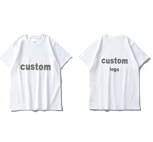 Custom Logo Printed Men <b>White</b> Cotton T-Shirt Short Sleeve O-Neck Casual Jersey Fit Regular Length T Shirt For Mens - Product Image 2