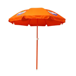 Parasol de jardin soleil 6.5ft logo personnalisé imprimé 28/32mm poteau en acier 100% 140g polyester parasol de plage fanta parasol publicitaire