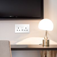 Prise murale double UK Bingoelec 13A avec interrupteurs et port USB Type C, norme britannique