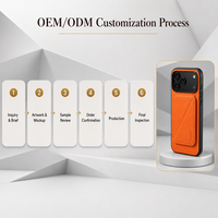 Dompet Kartu Magnetik PU Tekstur Togo Oranye, Casing Ponsel Anti RFID, Kompatibel Pengisian Daya Nirkabel untuk iPhone 17 18