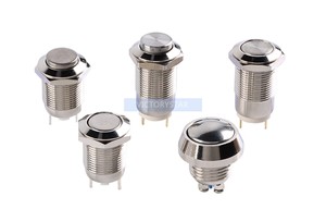 12mm Metal Button Switch 12mm High Flat circular spherical with lock selflocking self <strong>rese</strong> - Product Image 4