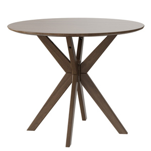 Ensemble de table à manger minimaliste moderne DB de 36 pouces en bois massif avec socle croisé en bois MDF assemblé - Product Image 4