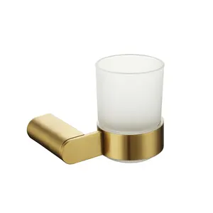 Accessoires de salle de bains en or brossé, gobelet pour brosse à dents, porte-gobelet